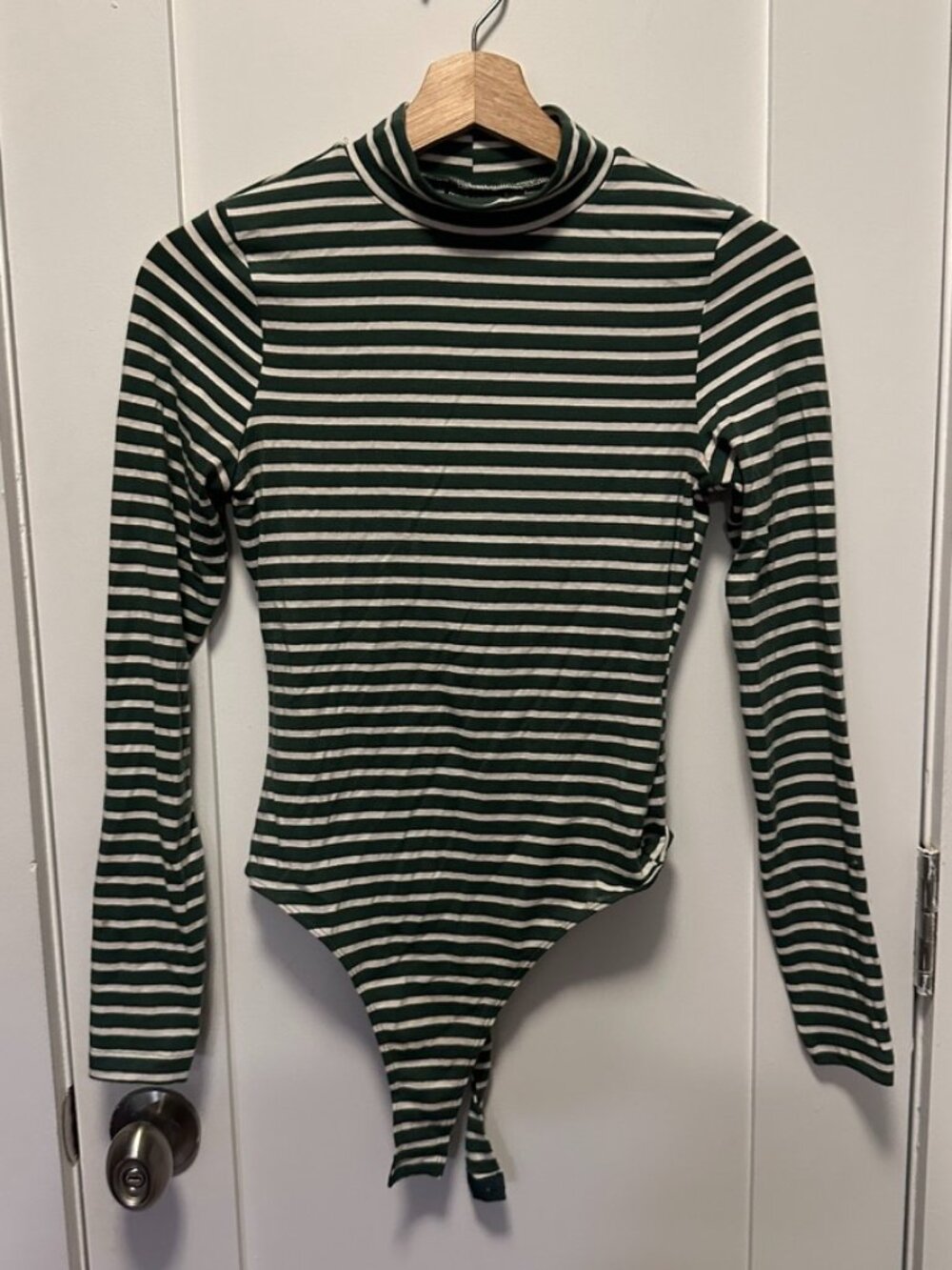 ASOS Cotton blend green & white striped bodysuit - US 4 / UK 8